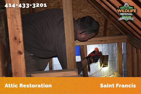 damage to roofline caused by raccoon in Saint Francis